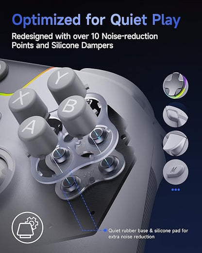 EasySMX X05Pro Wireless PC Controller – Soft-Click Low-Noise Buttons, Dual-Stage Impulse Triggers, Hall Joysticks with 1000Hz Polling, 2 Programmable Buttons, 1000mAh Battery, Multi-Platform Controller for PC/Switch/Android/iOS