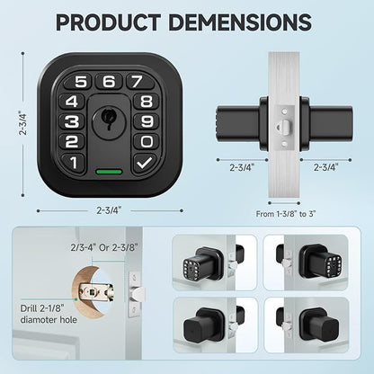 Richelock Fingerprint Door knob, Smart Biometric Door Lock with Keypad, Keyless Entry Code Door Knob, Waterproof & Weatherproof, Auto Lock,Voice Navigation, for Bedroom, Gate,Office