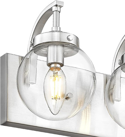 Beionxii 4-Light Bathroom Light Fixtures, Brushed Nickel Bathroom Vanity Light Over Mirror, Modern Vanity Lights with Clear Glass Shade for LivingRoom Hallway, BX-VL03BN-4CG