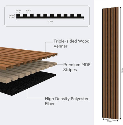Premium Acoustic Wood Slat Wall Panels – Noise-Reducing Sound Absorption Panels for Home Theater, Studio & Office | Modern Decorative Slat Walling for Echo Control | Eco-Friendly & Easy to Install