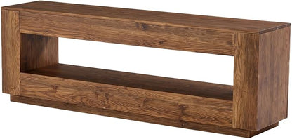 LITTLE TREE 70.86-in Extra Long Solid Wood TV Stand for 55/65/75/80 inch TV, 2-Tier Entertainment Center, Media Console Table with Storage Shelf, TV Stands for Living Room, Bedroom, Chestnut