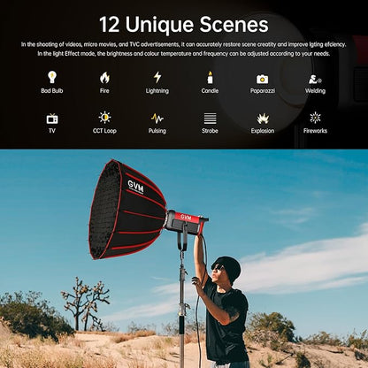 GVM Video Lighting 300W Bi-Color Studio Lights kit with Bowens Mount Softbox and Stand CCT 2700K~6800K CRI 97+ Continuous Lighting for Photography