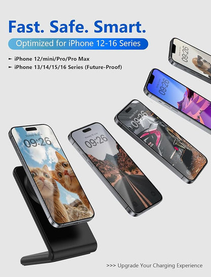 Mag.Safe Charger - iPhone Charger Stand, Fast Magnetic Wireless Charger for iPhone 16/15/14/13/12 Series - Black