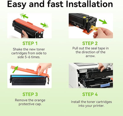 swiss toner 414X Toner Cartridges 4 Pack with Chip Compatible for HP 414X 414A Toner Replacement for HP Color LaserJet Pro MFP M479fdw M479fdn M479dw Pro M454dw M454dn M479 M454 M480f W2020X (BCMY)