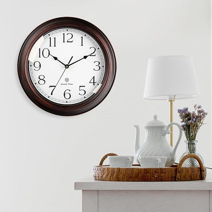KECYET Atomic Wall Clock 10 Inch, Silent Non-Ticking Vintage Clock Battery Operated Classic Analog Decorative for Kitchen, Living Room, Office, Bedroom, Bathroom (Bronze)