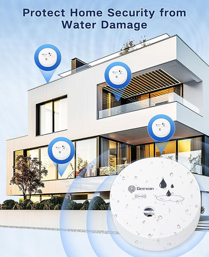 Geevon 8 Pack Water Leak Detectors, 100dB Water Sensor Alarms Flood Detector for Basements, Bathrooms, Laundry Rooms, Kitchens, Garages, and Attics, Water Alarms Battery-Operated (Battery Included)