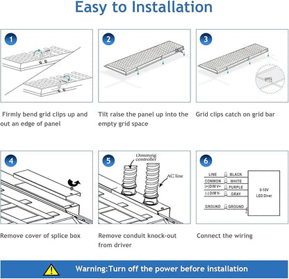 CycevSun 8 Pack 1x4 LED Flat Panel Light Drop Ceiling, 0-10V Dimmable 3000K-4000K-5000K Selectable & 20W-30W-40W Options, 4400LM, ETL