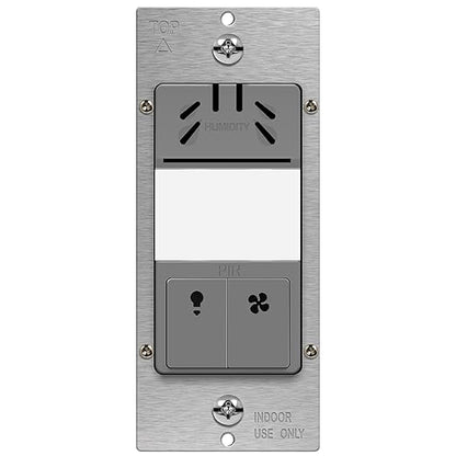 TOPGREENER Humidity Sensor Switch, Dual Tech Humidity PIR Motion Sensor Switch for Separate Fan and Light Control, 500W, 3A, Neutral Required, TDHOS5, Gray