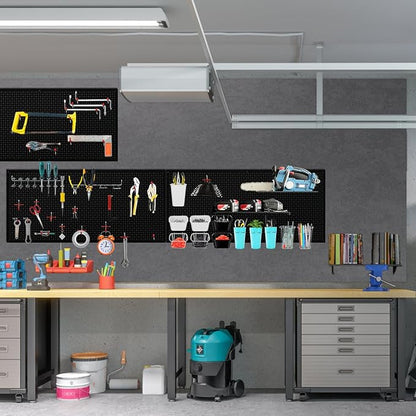 Daanxw Peg Board, 3 Pack 16-Inch X 36-Inch Heavy Duty Steel Pegboard,Heavy Duty Black Pegboard for Walls, Garage, Workbench, Craft Room Tool Organization, Metal Pegboard Panels(Black)