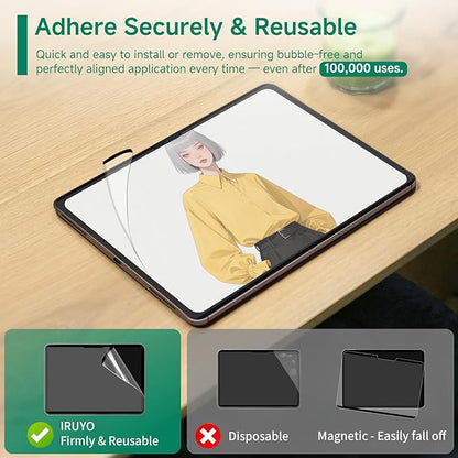 Nano-Suction Paper Feel Screen Protector for iPad Pro 11 inch 2024, Removable, Reusable, Write as Real Paper, Anti Glare, Stable