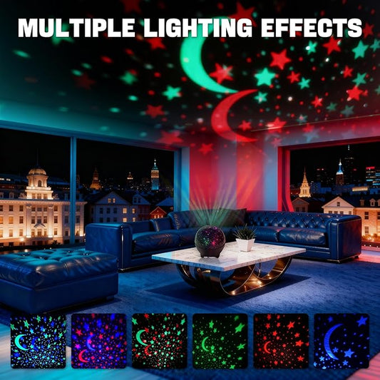 MAXROCK Star & Moon Projector, Galaxy Projector, Bedroom Decoration, Party, Star and Moon Night Light, Children's Gift, Christmas Gift