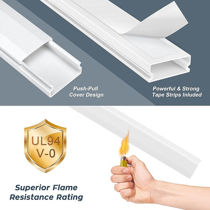 YCLYC 62.8in Cable Cover Wall, White Wire Cover for Wall, Paintable Cord Cover Wall Kit, Cord Hiders for TV on Wall, Hide Cords Wall Mounted TV - Cord Concealer Cable Channel 4xL15.7in W0.98in H0.5in