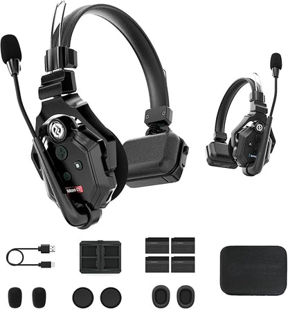 Hollyland Solidcom C1 2 Users 1100ft Full-Duplex Wireless Headset Intercom System for Team Communication Group Talk Single-Ear Headset with 1 Master & 1 Remote Headsets (C1-2S)