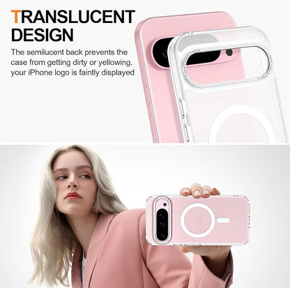 Magnetic for Google Pixel 9 Pro XL Case, [Military Grade Drop Protection] [Compatible with MagSafe] Shockproof Slim Translucent Matte Anti-Slip for Women Girls Men Case, Clear