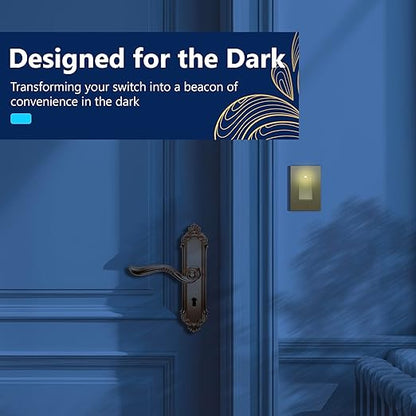 LIDER Minimalist Design Matte Finish Lighted Decorator Switch, Frameless Paddle Light Switch with Locator Light, Grounding Screw, 15A 125V, UL Listed, LS15-1P-GD2P, Gold, 2 Pack