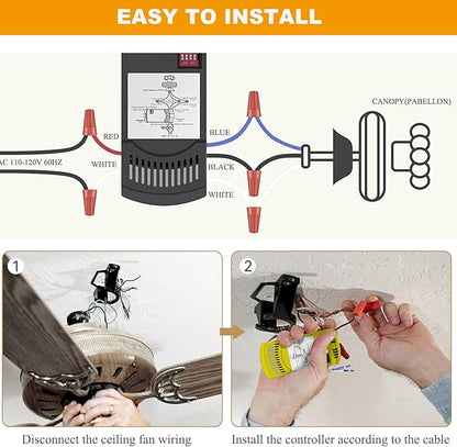 Universal Ceiling Fan Remote Control Kit Replacement for Hunter Allen+Roth Kichler -FAN35T KUJCE9603 L3HFAN35T1 CHQ7202T CHQ7202T1 L3HFAN35T2 FAN53T Kit