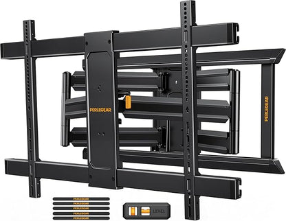 Perlegear Long Arm Full Motion TV Wall Mount for 55–120 inch TVs up to 225 lbs, Pre-Assembled TV Mount with Long Extension, Swivel & Tilt, Fits 16″/18″/24″ Wood Studs, Max VESA 900x600mm, PGXLF03B
