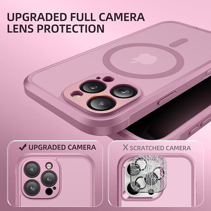 BERFY Magnetic for iPhone 16 Pro Case, Compatible with MagSafe, Built-in Privacy Screen Protector and Upgraded Camera Protection, Anti-Spy Full Body Shockproof Phone Case for 16 Pro 6.3",Palevioletred