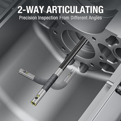 Articulating Borescope with Dual Lens Endoscope, Teslong 5-inch IPS Automotive Inspection Camera with Two-Way Articulation Tip, 6+1 LED Lights, Mechanics Fiber Optic Scope-Dia. 0.25 inch & L 5.0 feet