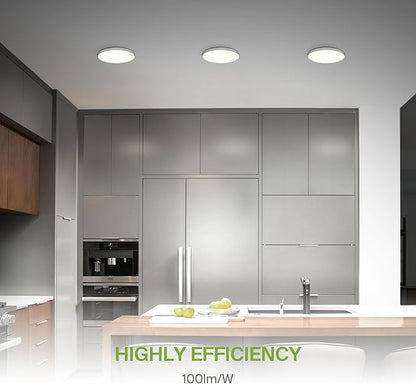 ASD LED 12" Round Flush Mount Ceiling Light Fixture, Low Profile Surface Lighting | 5CCT, Dimmable, Ultra-Thin, ETL Listed | 24W 2000LM 2700-6000K 100-277V | Kitchen, Hallway Lamp | White, 12 Pack