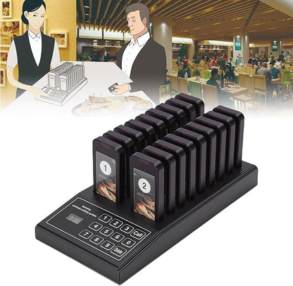 Luocute Wireless Calling System, 18 Receivers 1 Transmitter Channel 30-100m Range, with Vibration Sound Flashing Lights, for Restaurant Food Court Clinic Nursing Home (US Plug)