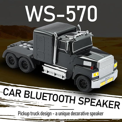 WSTER American Truck Bluetooth Speaker with HD Sound, TWS Pairing, LED Party Light, Operation Panel, Built-in Mic, Portable Car Model Speaker for Parties, Beach, Outdoor Activities (Black)
