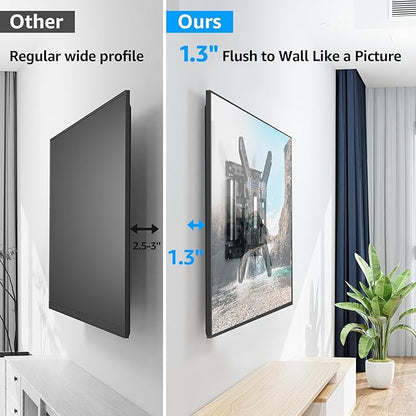 MOUNTUP Ultra Slim Full Motion TV Wall Mount, 1.3" Thin Low Profile TV Bracket for 26-60" LED OLED QLED TVs,Smooth Swivel Tilt Extension,Max Vesa 400x400mm,Up to 88lbs,Fits Single 12" 16" Studs,MU0062