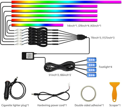 WEBUPAR Dreamcolor Interior Car Lights - 10 in 1 LED Strip Lights with APP Control and 213 Color Modes, Decorative Neon Ambient Lighting Kits