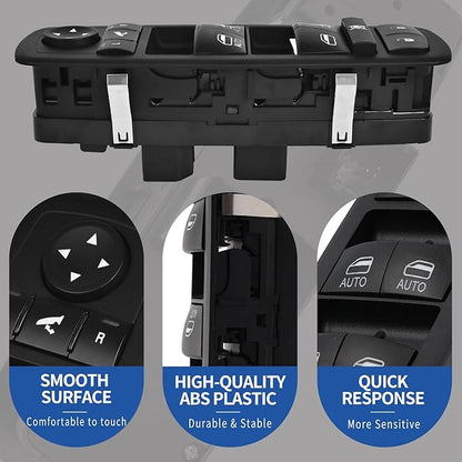AMICAREP Master Power Window Switch Driver Side Compatible with 2012-2015 Dodge Grand Caravan Ram 1500 2500 3500 Chrysler Town & Country Replaces# 68110867AB (9+3 Pin; w/Power Folding Mirror; 4 Door)