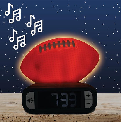 LEXiBOOK, American Football - Night Light Alarm Clock, Sounds and Melodies, Backlit LCD Screen, Luminescent, Snooze, Orange/Blue, RL800SO