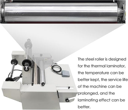 WYDDDARY 14.17"/360MM Electric Steel Roller Thermal Laminator with Winding Mechanism Hot Cold Roll Laminator Adjustable Temp 60-130℃ Electric Laminating Machine for Single/Double Sided Laminating