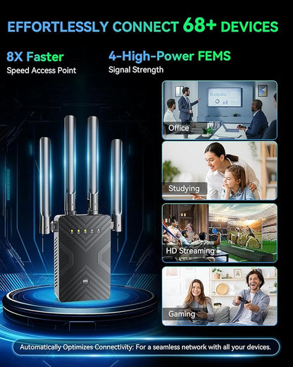 2026 WiFi Extender Signal Booster for Home - 8X Faster Internet Booster with Ethernet Port, Covers 15888sq.ft & 1-Tap Setup, Wireless Repeater Amplifier Supports 68＋Devices