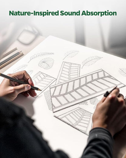 Topnaca 6 Pack Acoustic Panels Sound Absorbing for Home Office Walls, Black Decorative Self-Adhesive Leaf Textured Art Ceiling Tiles - Acoustical Treatments for Recording Studio Door 17"×12"×0.4"