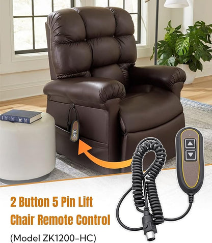 AWTURBO 2 Button 5 Pin Remote Replace Model ZK1200-HC Power Recliner Lift Chair Hand Control Replacement with USB and Backlight