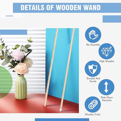 Bokon 2 Pieces Blind Wand Vertical Blinds Stick Replacement with Hook and Handle for Window Opener Accessory (Wood,30 Inch)