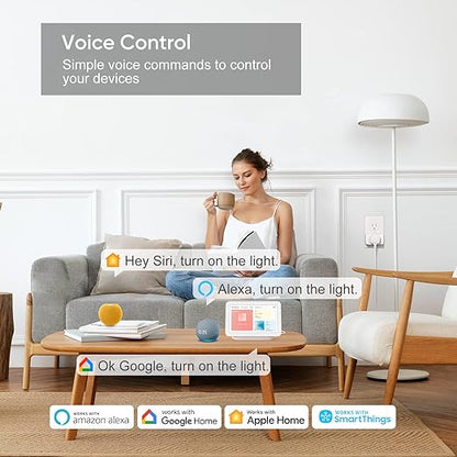 Onvis Matter Over Thread Smart Plug, Smart Mini Outlet, Works with Apple Home, Alexa & Google Home, 15A/1800W （4Pack）