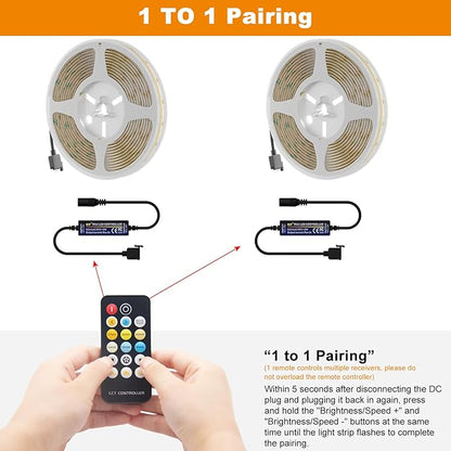 PAUTIX RF Remote Dimmer CCT Tunable COB LED Strip Lights,17-Key Wireless Remote and Controller DC 5-24V for CCT COB LED Tape Lights,Timer Function