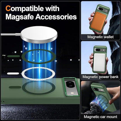 Magnetic for Google Pixel 8a Case, [Military Grade Drop Protection] [Compatible with MagSafe] Shockproof Slim Translucent Matte Anti-Slip for Women Girls Men Case, Forest Green