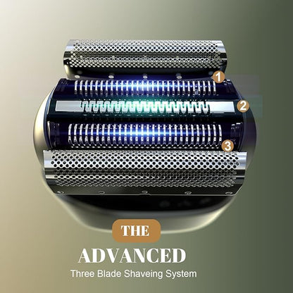 Tulzim Electric Foil Shaver for Men: Portable Electric Razor for Beard/Face - 3 Floating Blade LED Display USB-C Fast Rechargeable - IPX7 Waterproof for Travel & Home, Charcoal Black