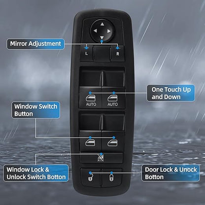 WUANGKI Master Power Window Switch Front Left Driver Side | 3+0 Pins | Compatible with Dodge Grand Caravan 2012-2017, Chrysler Town & Country 2012-2016, 2012-2015 Ram C | V, Replaces OE 68110871AA
