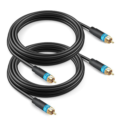BlueRigger RCA Audio Subwoofer Cable (8FT - 2 Pack, Dual Shielded with Gold Plated RCA Connectors) – for Subwoofer, Amplifier, Home Theater