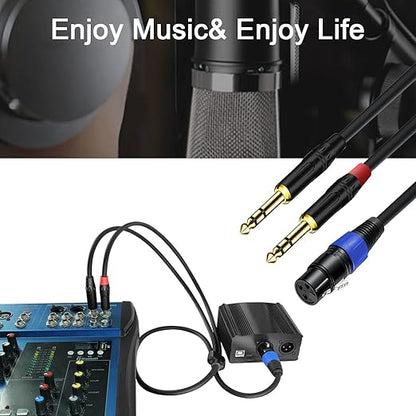Jozzai 6.35mm Dual TRS to XLR Female Cable for Microphone, Mixer, Amplifier, 1.5 FT, Dual1/4 TRS Male to XLR Audio Cable, Y Splitter Patch Cord, 3-PinXLR to Dual 1/4 Converter Adapter Cable