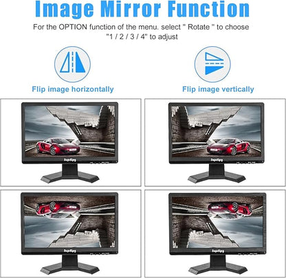 Suprlipy 15.6 inch FHD Small IPS Monitor LCD Display Screen 1920x1080 60Hz 16:9 with BNC VGA AV Input Built-in Lounspeakers for CCTV Security Camera DVR PC RasPi