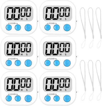 ZILLEEN Classroom Timer for Kids Teachers 6 Pack Digital Timers, White