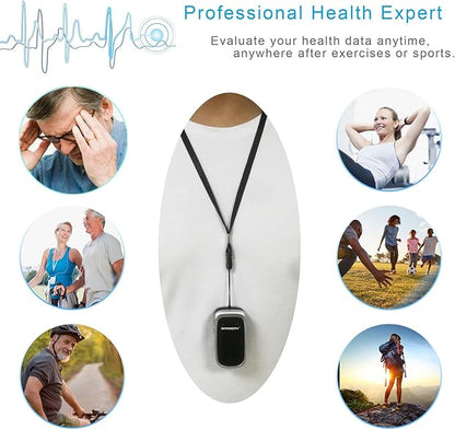 WRINERY Oxygen Saturation Monitor, Pulse Oximeter Fingertip, Oxygen Monitor, O2 Saturation Monitor, OLED Portable Oximetry with Batteries, Lanyard (Royal Black-Silver)