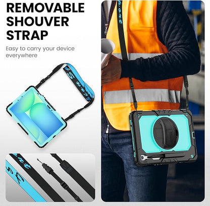 Timecity Case for Samsung Galaxy Tab S10 FE/ S9 FE 5G 10.9 Inch/ S9 11 Inch - Heavy Duty Protective Cover with Screen Protector, Rotating Stand, Shoulder Strap & S Pen Holder | Kids-Friendly, Blue
