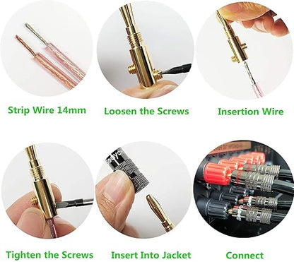 Goaycer Banana Plugs for Speaker Wire - 24K Gold Plated Banana Adapter Connector(6 Pairs/12 pcs)