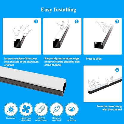 Besseto 10 Pack 1M/3.3Ft LED Aluminum Channel for Wall Panel,Wood Slat Wall Panel LED Strip Light Aluminum Channel Profile for Living Room Bedroom Bathroom Stairs (Silver-10Pack 3.3Ft)