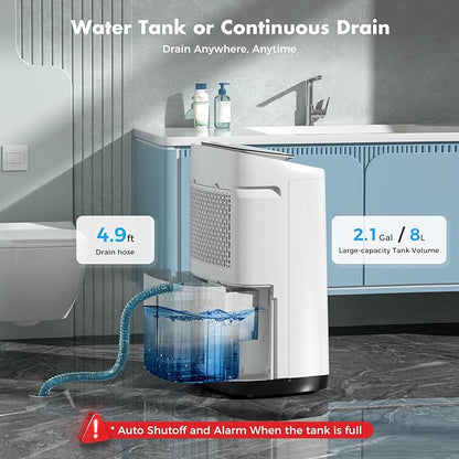 WHOY Dehumidifier for Basement 6,000 Sq Ft, 120 Pints Max. Smart Compressor,Intelligent Humidistat, Smart App-Controlled with Darin Hose And App Control for Basement, Bathroom,Living room,Bedroom,Home