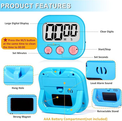 ZILLEEN Classroom Timer for Kids Teachers 2 Pack Digital Timers, Blue & Pink
